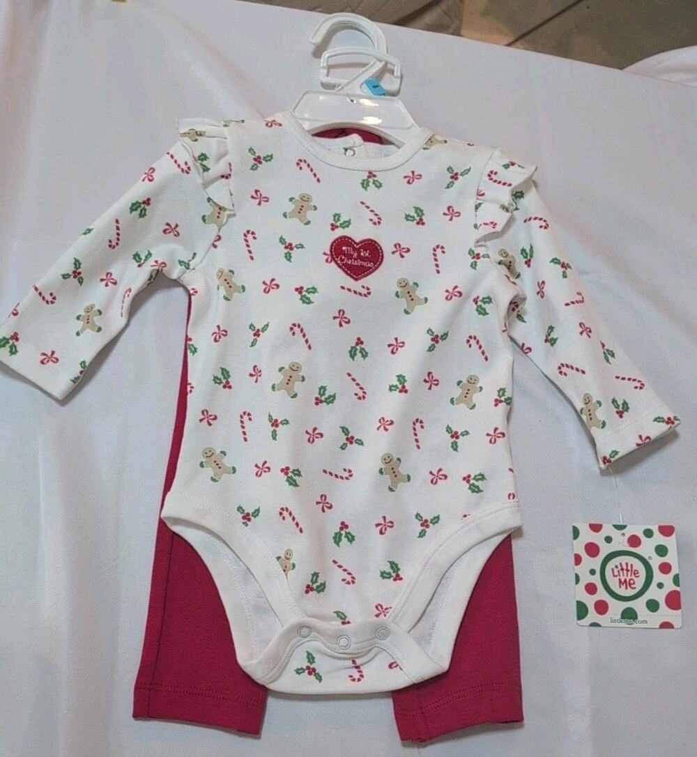 Little Me 6 Months NWT My 1st Xmas 3 Piece Set MSRP $30